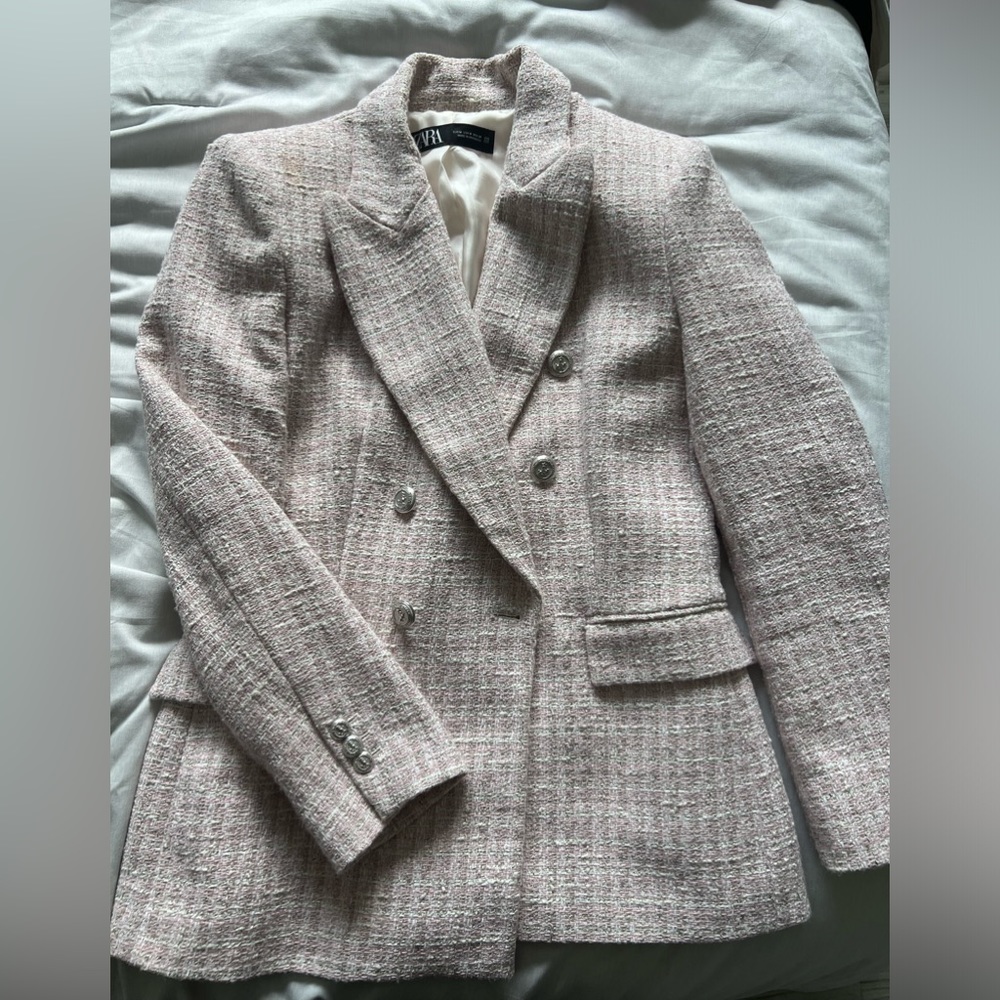 Blush tweed Zara blazer